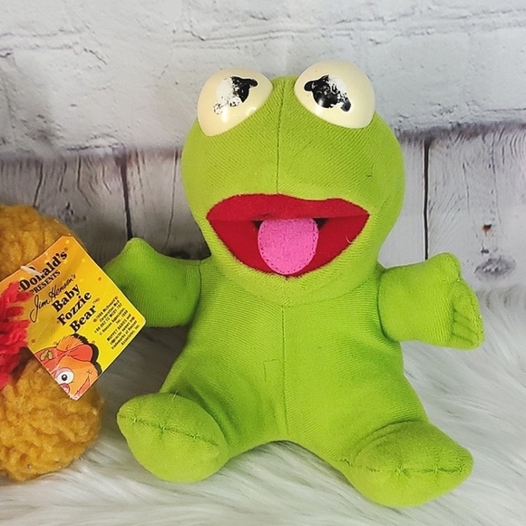 Vintage 80s McDonald's Muppets Sesame Street Baby Kermit & Fozzie Bear Plush Set - Picture 5 of 16